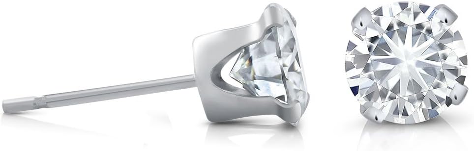 Gem Stone King 14K White Gold Moissanite Earrings | Round 4.5MM Moissanite from Stud Earrings | 0.66 Cttw | White Gold Earrings For Women Men - Image 4