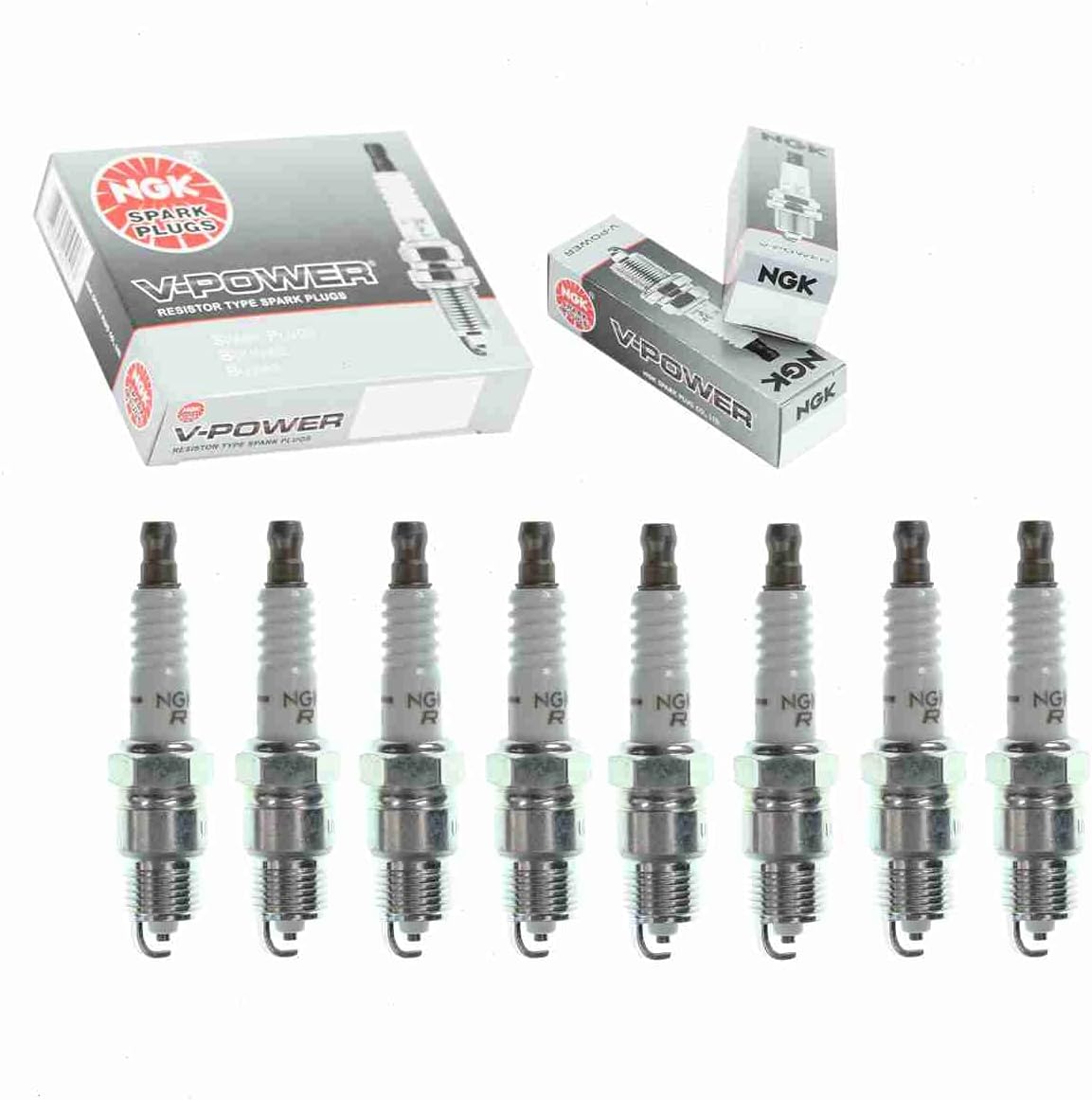 8 pc NGK V-Power Spark Plugs compatible with Ford Bronco 5.0L V8 1989-1996