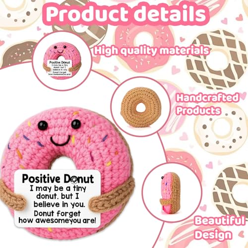 Image of Crochet Toys, Handmade Crochet Doll, 7.5cm*7.5cm Cute Toys for Babies, Girls, Home and Office Decor, Study Table Decor, Emotional Support Gifts, Cute Pink Donut Design