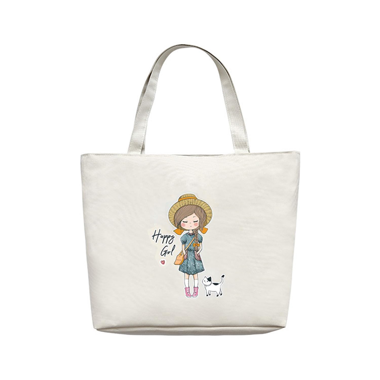 KeepCartWomen Reusable Shopping/Grocery Classic Tote Bag With Pocket Shoulder Canvas Handbag Travel Bag Multi-Purpose