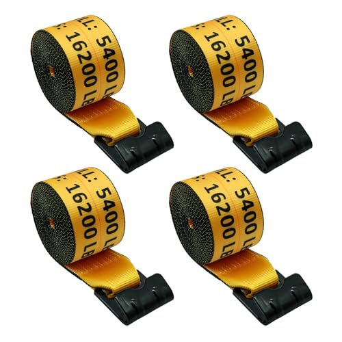 Rucado 4 x 30 Heavy Duty Winch Straps for Flatbed Trailer (4 Pack) 5 400LB WLL 16 200LB Break Strength High-Visibility Cargo Tie Down Straps with Flat Hooks for Flatbeds Trucks Trailers