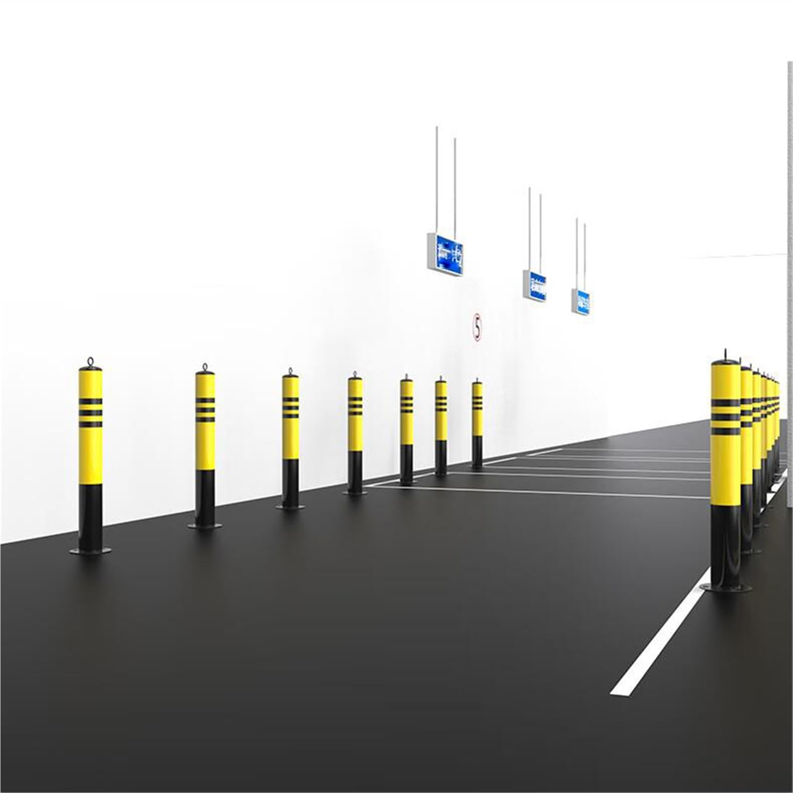 Generico Dissuasore di Sicurezza Giallo - Barriera in Acciaio Riflettente per parcheggi, attraversamenti pedonali e Garage - Tubo Verniciato a Polvere per Una Maggiore Sicurezza (1 Pezzo)