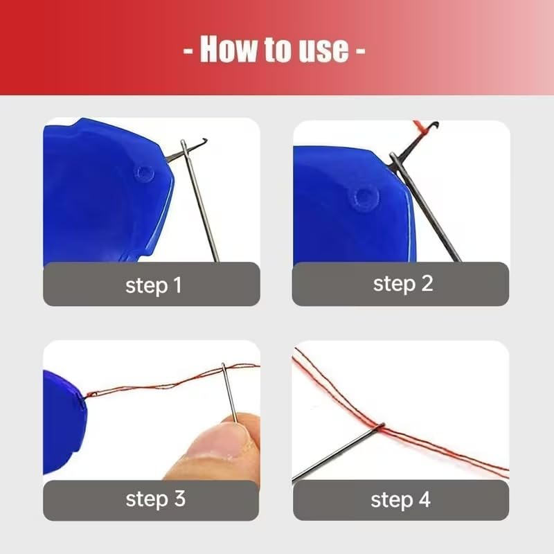 Image of Needle Threader, Small Needle Eye Threader Tool, Easy Threader for Machine and Hand Sewing, Threading, Ideal for Needlework, with Transparent Box, Color Random (6pcs) (2+3 T Box + B Cutter 1+ SR 2)