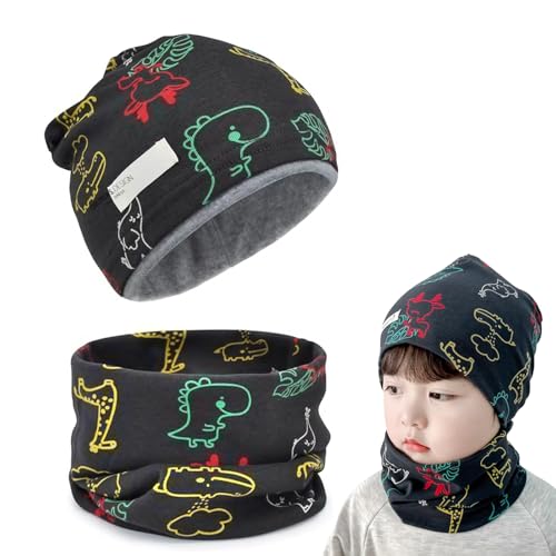 Augesak Mütze und Schlauchschal Kinder Set, Beanie Mütze & Loop Schal,...