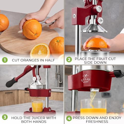 Image of Zulay Kitchen Cast Iron Juicer - Heavy Duty Manual Juicer with Detachable Strainers for Easy Cleaning, Orange Juice Press for Citrus Fruits, Perfect for Bartenders, Juice Lovers & Health Enthusiasts