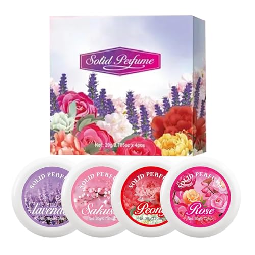 Fragancias de perfume sólido de 4 piezas para mujeres, bálsamo...