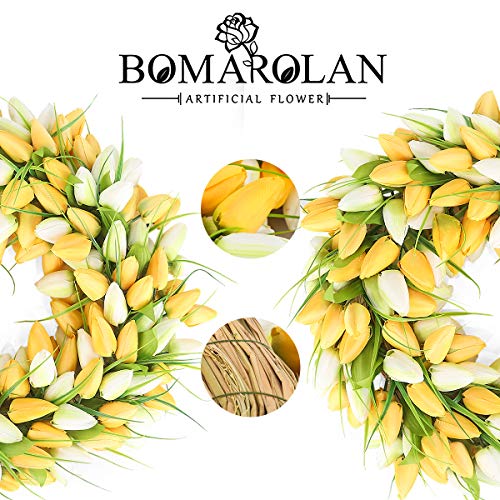 Bomarolan Tulip Wreath 20 Inch For Front Door Summer Fall Large Wreaths Springtime All Year Around For Outdoor Door Indoor Wall Or Window Décor Festival Decoration #TOP3