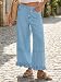 Cicy Bell Womens Ruffle Wide Leg Jeans Cropped Elastic High Waisted Baggy Denim Pants with Pockets Light Blue