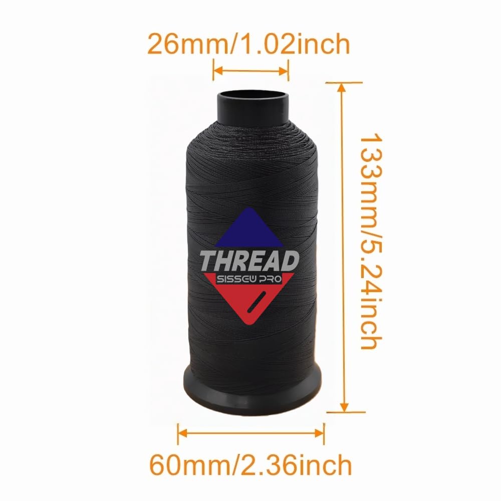 Sissewpro - Hilo de nailon 69 para tapicería, hilo resistente para máquina de coser, hilo blanco y negro para cuero, abalorios, tejido de cabello, mezclilla, lienzo, correas Tex70, 4 onzas, 1500