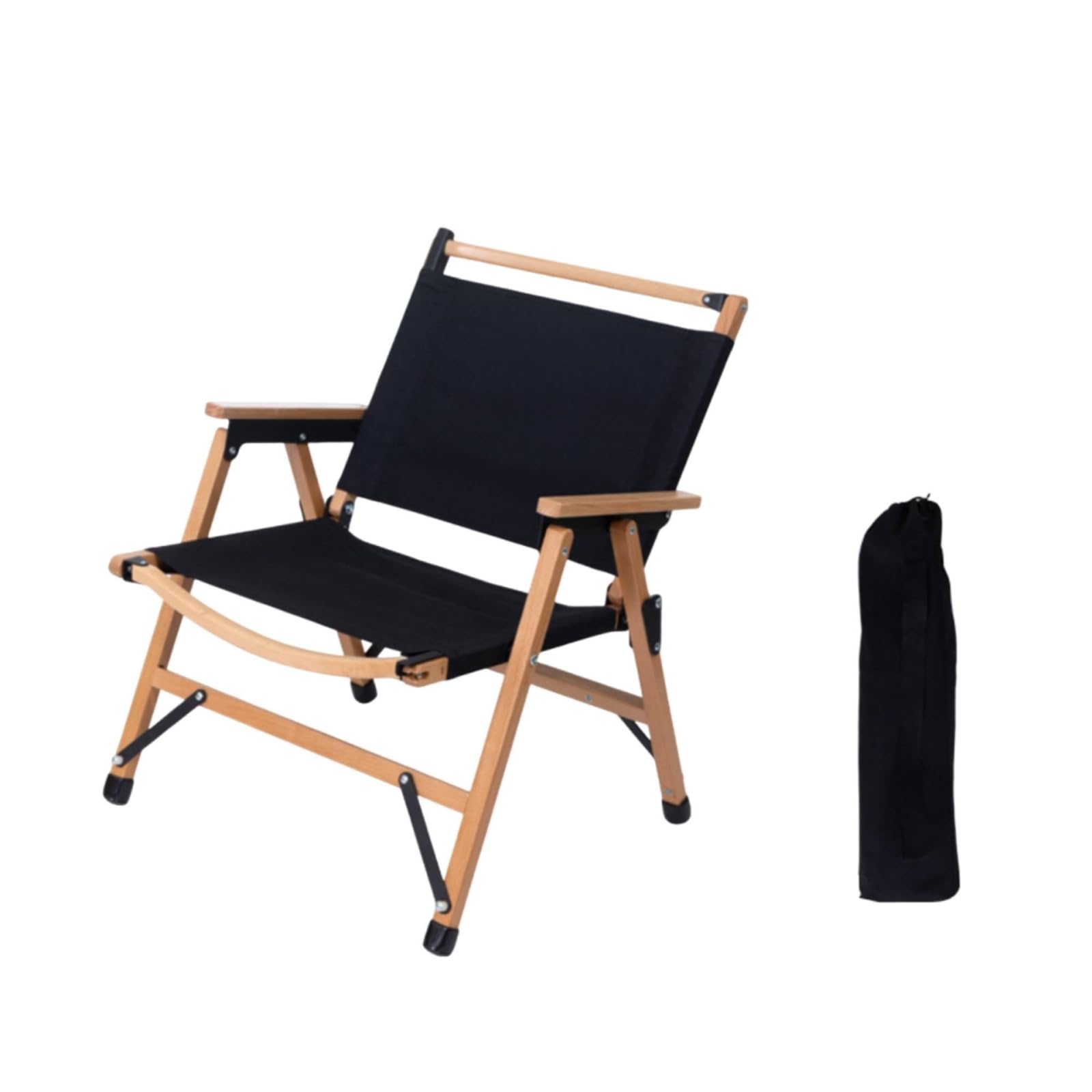 Tissu résistant à l'usure pour cette chaise pliante en bois noire