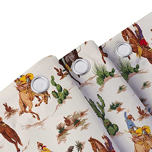 Vintage West Cowboy Shower Curtain, Wild West Cowboy Ride Horse And Desert Cactus Shower Curtain For Bathroom, Cloth Fabric Wild West Artistic Theme Bathroom 12Pcs Hooks, 69X70In (69X70) #TOP7