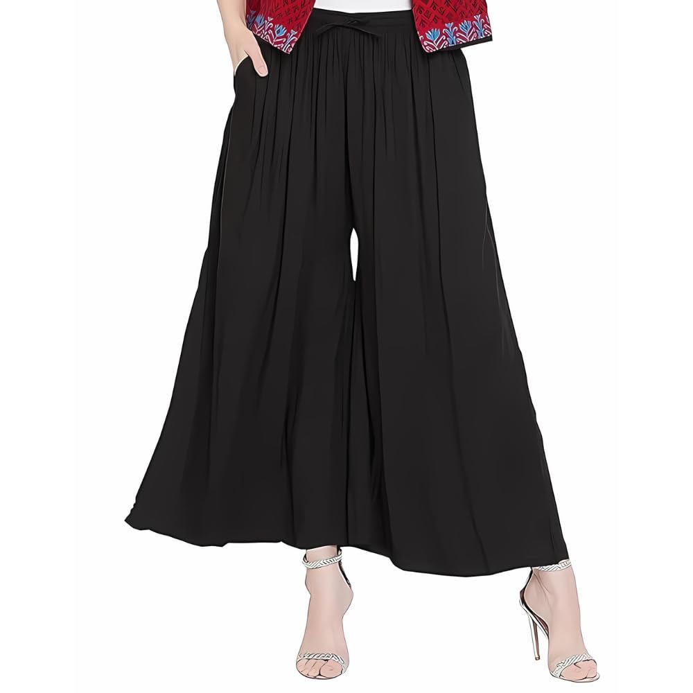 Women Cotton Rayon Regular Fit Elastic Palazzo-image-8