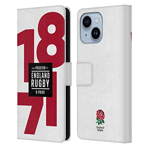 Housse iPhone 14 Plus antichoc et porte-cartes England Rugby Union Rose Rouge