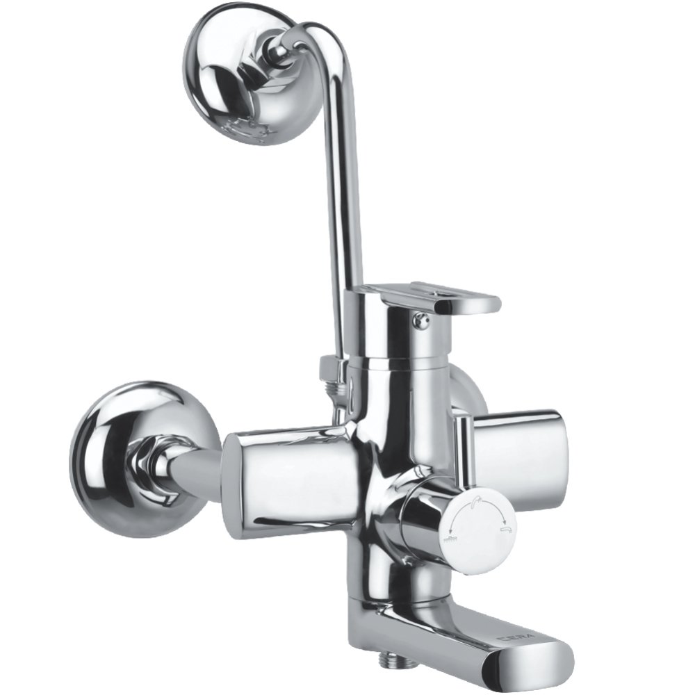 Cera Brass Topaz Single Leaver Fittings 3-in-1 Single Lever Wall Mixer with Arrangement for Both Telephonice Shower and Overhead Shower with 212mm/8.5-Inch Max Long Bend Pipe