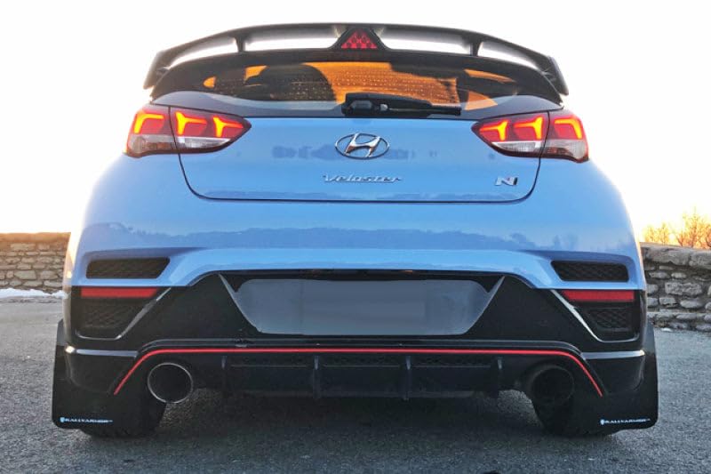 Image of FASTMODZ Rally Armor MF57-UR-BLK /RD Compatible with 2019+ Hyundai Veloster N UR Black Mud Flap w /Red Logo