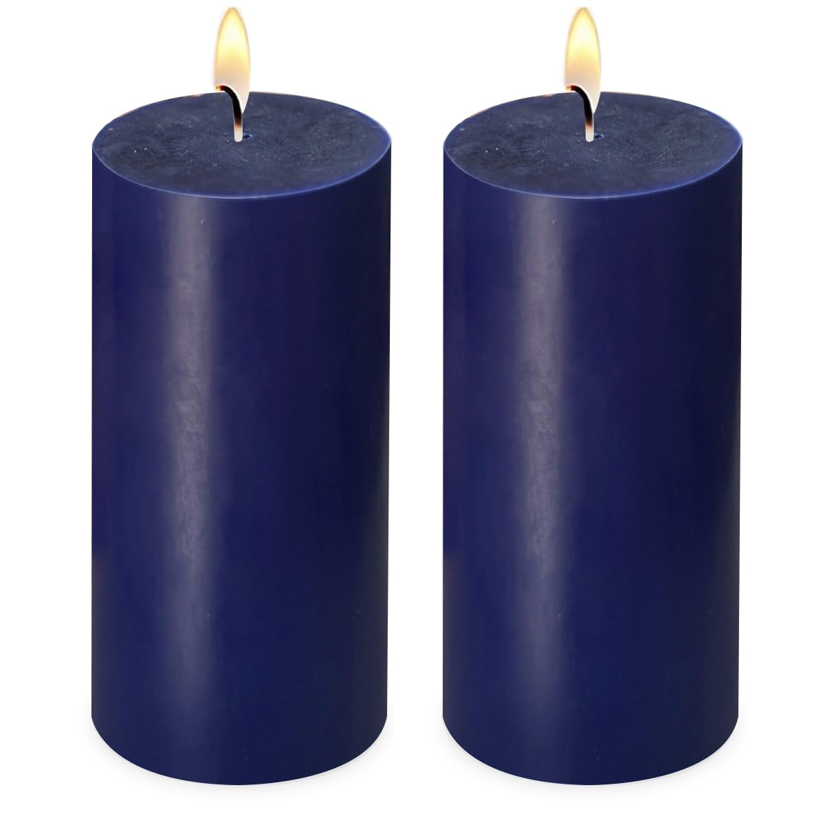 Photo 1 of 2 Pack 3x6 Inch Navy Blue Unscented Pillar Candles - 70 Hour Long Burning Dripless Smokeless Candles for Home Decor
