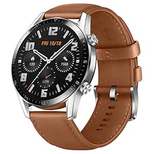 HUAWEI Watch GT 2 Smartwatch (46mm Full-Color-AMOLED, SpO2-Monitoring, Herzfrequenzmessung, Musik Wiedergabe&Bluetooth Telefonie, 5ATM wasserdicht, GPS) Pebble Brown, 30 Monate Garantie