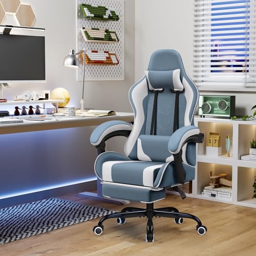 image for Homall Gaming Chair Fabric with Massage Lumbar Support, Ergonomic Raci