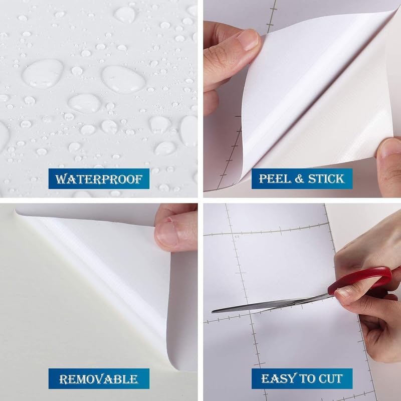 Image of WALLMATE Vinyl White Contact Paper Decorative for Cabinets Countertops Kitchen Shelves Self Adhesive Film Peel and Stick Waterproof Removable Wallpaper (1 Feet 250inch, Matt White Wallpaper)