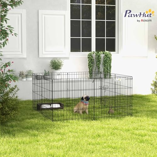 PawHut Dog Pen, 8 Panel Dog Playpen DIY Design with Door, for Small-sized Dogs, Puppies, Small Animals, for Indoor/Outdoor Use, 61cm High - Image 2