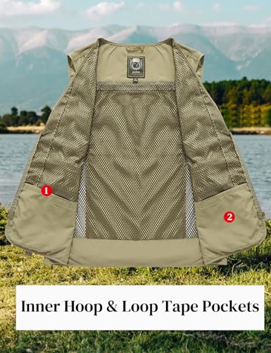 Flygo Colete cargo masculino utilitário para pesca ao ar livre, safári, viagem, trabalho, foto com b