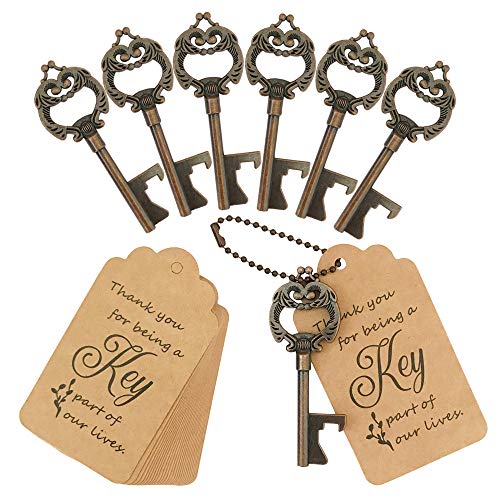WODEGIFT 100 PCS Key Bottle Opener Wedding Favor with Tag Bridal Shower Favors Bottle Opener for Guests