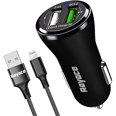 Amazon Co Jp Rayace Quick Charge 3 0 ライトニングケーブルセット シガーソケット Usb Iphone Ipad の急速充電に カーチャージャー 車 2ポート12 24v 電源ソケット Qc3 0 2 4a 1年保証 黒 車 バイク
