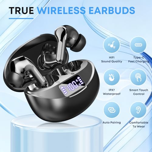 Image of Wireless Earbuds Bluetooth 5.4 Headphones Stereo Ear Buds Black