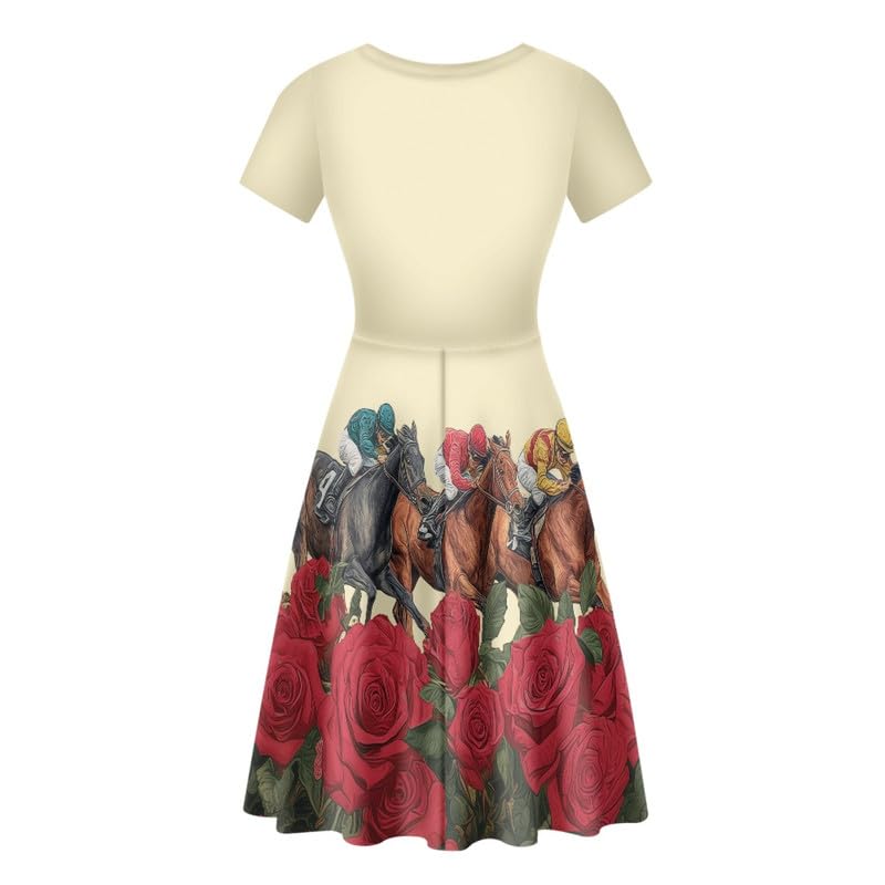 Image of Irisjudy T Shirt Dress for Women Short Sleeve Girls Short Sleeve Dress Plus Size, O Neck Knee Length Midi Dress for Ladies