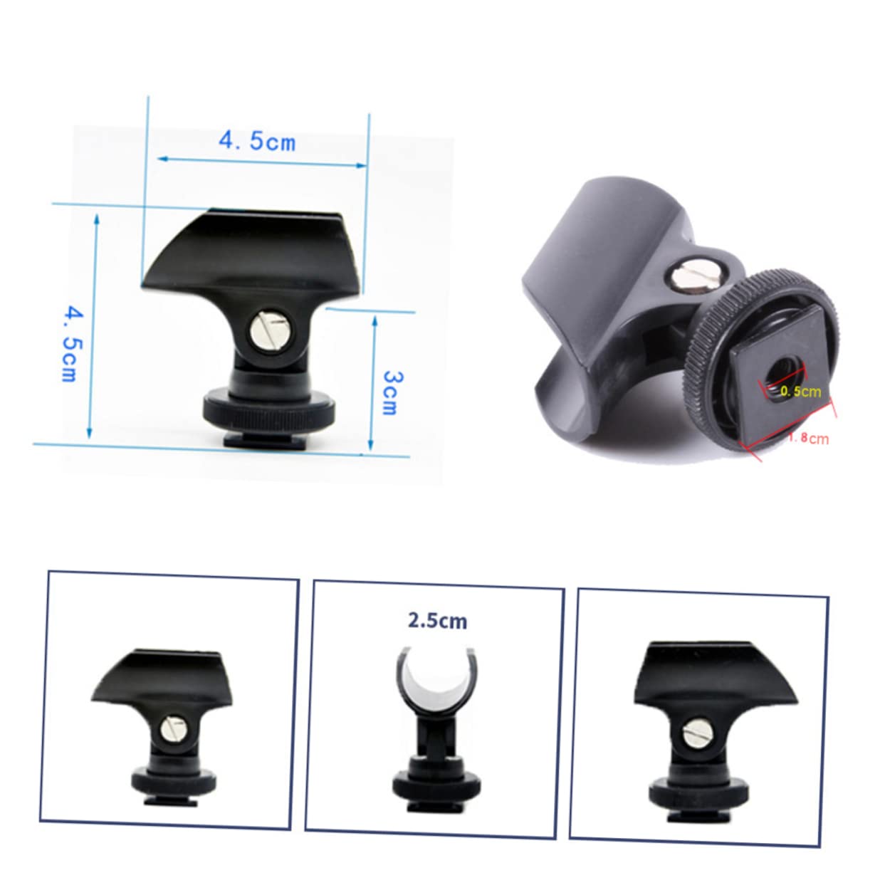 SUPVOX 5 Pack Microphone Clip for Dslr Cameras Hot Shoe Adapter Adjustable Angle Plastic Construction