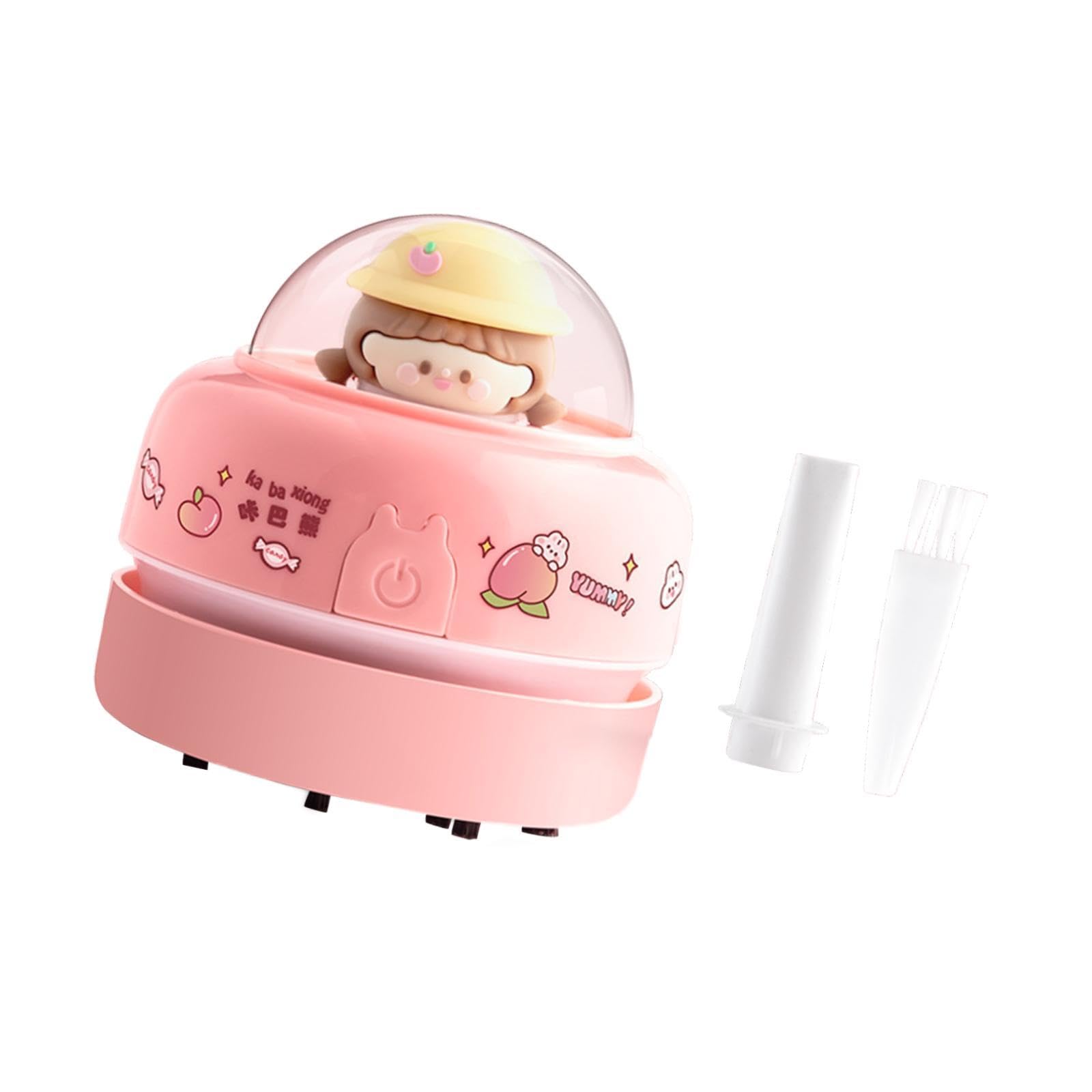 Aspirateur de Bureau Nettoyeur de Table Mini Portable pour Le Nettoyage Scolaire Gomme miettes, Rose