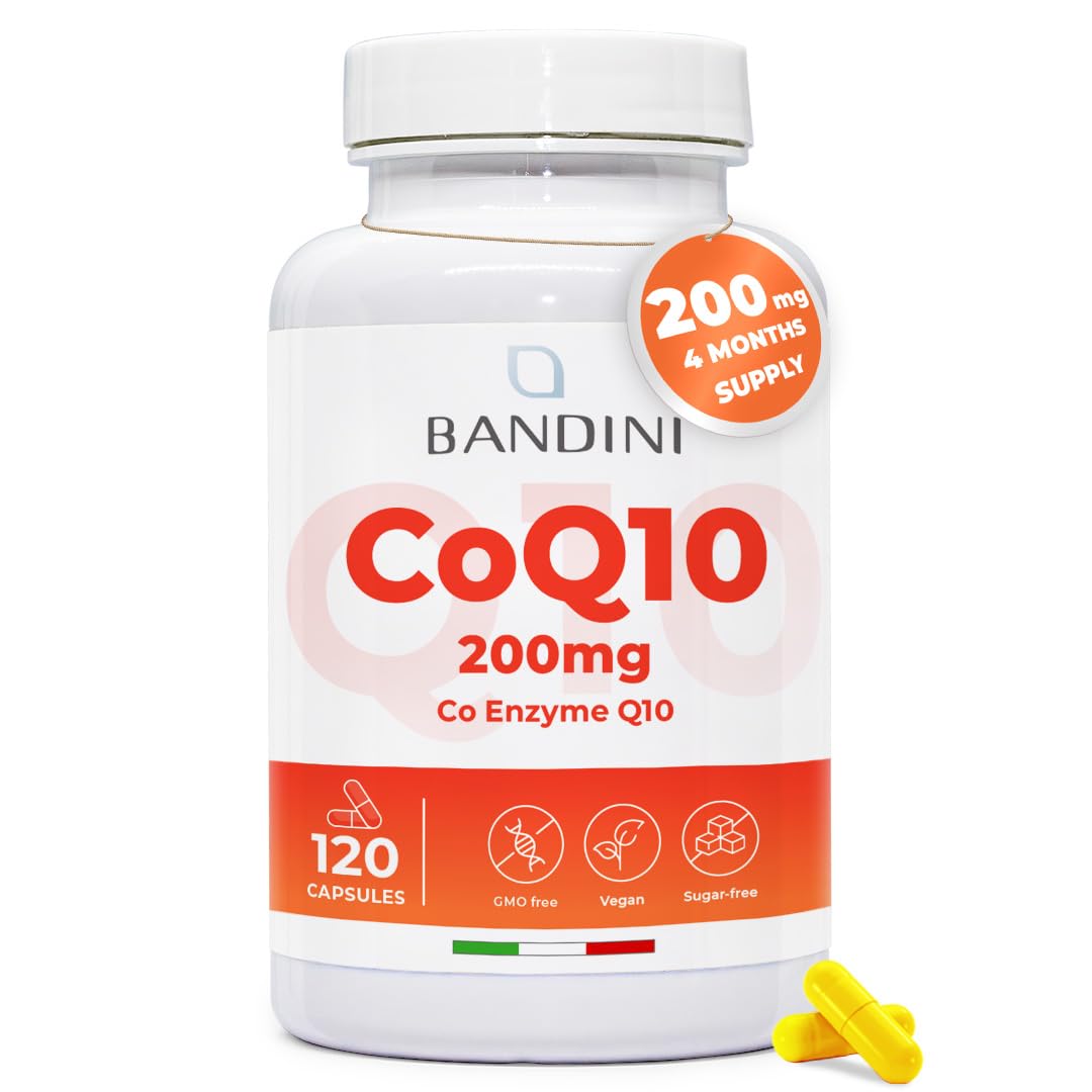 Bandini® CoQ10 200mg 120 Vegan Capsules of High-Strength Co Enzyme Q10 (4-Month Supply) | Naturally Fermented & Lab Tested Ubiquinone Q 10 | High Absorption Coenzyme Coq 10 Supplement 100% Pure