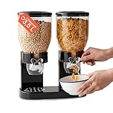 Avilia Dispenser Cereali Doppio da 3,5 Litri - Porta Cereali Salva Freschezza con Manopola - Include 2 Tazze Graduate - Organizer Cucina per Corn Flakes, Muesli, Pasta e Legumi