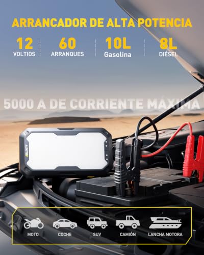 Arrancador de coches 12V potente jump starter con powerbank y linterna de camping 2