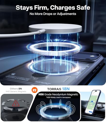 Image of TORRAS Ostand Q3 Spin Case for iPhone 17 Pro Max with 360 Magnetic Stand, 4X Military Grade Shockproof Cover Compatible with MagSafe, Camera Control Hands-Free Viewing Original Imported - Deep Blue
