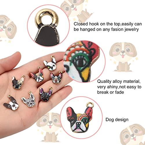 Stiesy 35Pcs 7 Styles Animal Enamel Charms Pet Dog Head Pendant Charm Cute Pug Puppy Dangle Charms Bulk for Jewellery Making Bracelet Crafting DIY - Image 3
