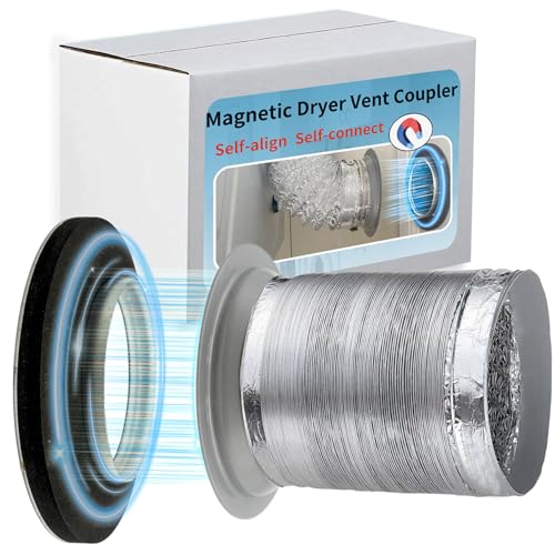 JPFLAEYX Magnetic Dryer Vent Coupler Self-connect Self-align Dry Vent Connector 4inch, Air Tight Seal with Hose Support, 0-12