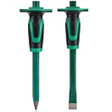 Heavy Duty Masonry Chisel Set,12 Inch Point and Flat Chisel with Hand Protector,for Demolition,Mason,Carving,Concrete (2 PCS Set)