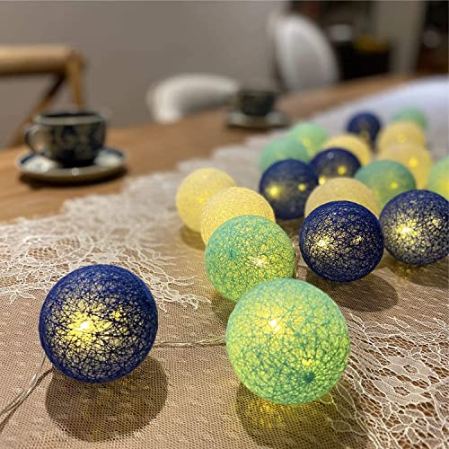 Padwa Lifestyle Cotton Ball String Lights, 3.1M/10.2Ft 20 Leds Usb Powered Cotton Ball Fairy Lights For Bedroom, Party, Indoor, Wedding, Festival Decor (Blue Tones) #TOP4