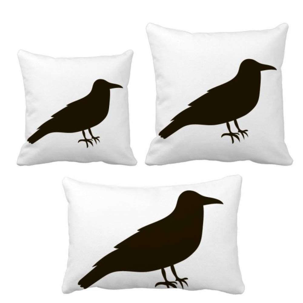 Housse de coussin corbeau noir au design artistique imprime recto verso