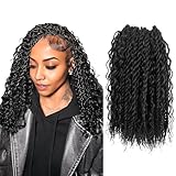 NISEYO Boho Senegalese Twist Crochet Hair 14 Inch, 8 Packs Pre-looped Curly Ends, Natural Black Pretwisted Goddess Island Passion Twist Crochet Braids (120 Strands,1B)