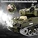 Supdex 1:18 RC Tank for Adult and Kid, 2.4G US M4A3 Sherman Alloy Metal Tracks Model Toys, RC Vehicle Tank That Shoots BBS with Smoke, Lights, Sound, Military Army Toys with 2 Rechargeable Battery