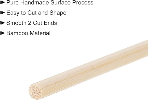 Miniatura 4 de MECCANIXITY Varillas de madera de 19.7 in20 varillas redondas de madera, palo de bambú de 0.12 pulgadas para manualidades, accesorios de cabina de