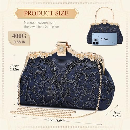 Image of UBORSE 1920s Vintage Clutch Purse Beaded Evening Bag for Women Formal Bridal Sequin Handbag Clutch for Wedding /Prom /Cocktail | 1920s