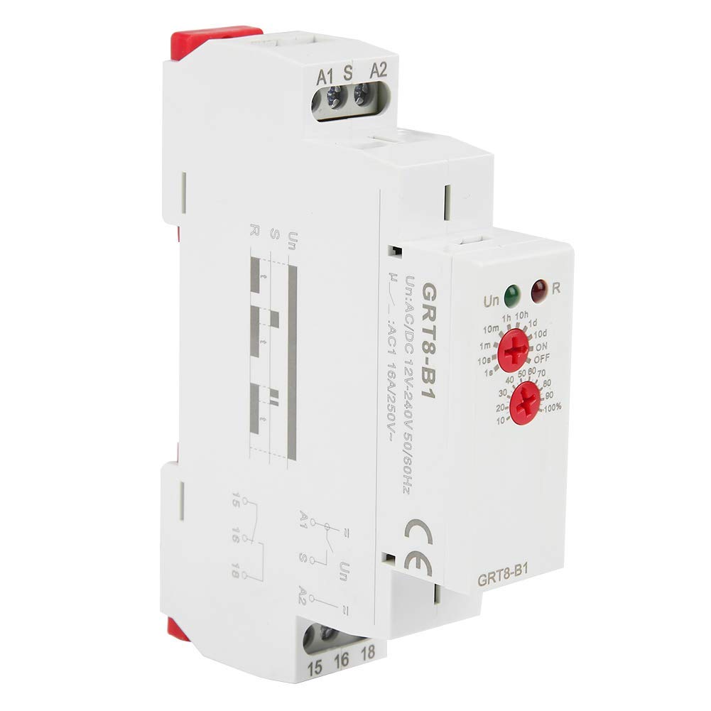 GRT8‑B1 Mini Power Off Delay Time Relay, Delay Off Delay Time Relay DIN Rail Type AC/DC 12V~240V for Smart Home, Automatic Control