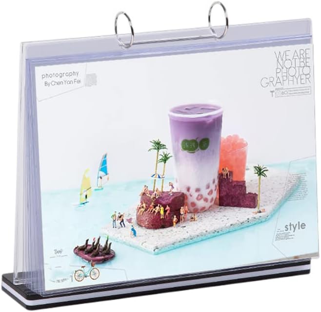 Rikyo Acrylic Sign Holder,Table Card Multi-Page Flip Display 6 Pages-12 Sides,T Shape Double-Sided Desktop Display Frames for Restaurants,Wedding,Office,Store,Promotions (Horizontal-4x6)