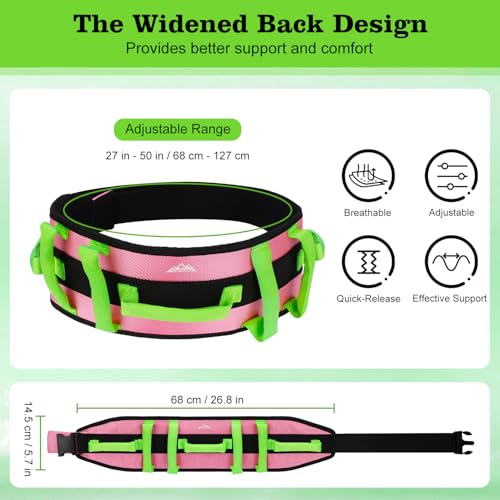 supregear Gait Belt - Anti-Slip Transfer Aid with 7 Handles and Quick-Release Buckle, Perfect for Senior Care, Pink — view 2