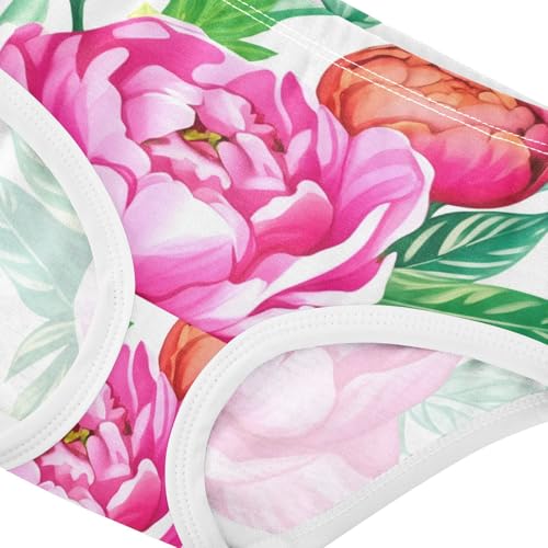 Girls Underwear Toddlers 2t Cotton Little Girl Panties Bright Briefs Kids Undies Painted Pink Peonies Leaves4