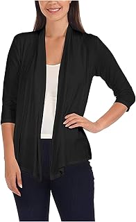 Women's Lightweight Open Front Cardigan Women Fall Solid Casual Cardigan -Quarter Sleeve Open Front Coat Holiday