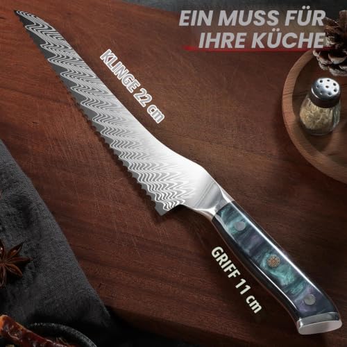 DRAGON RIOT Brotmesser mit Wellenschliff mit Resin-Griff & Scheide – Ansicht 5